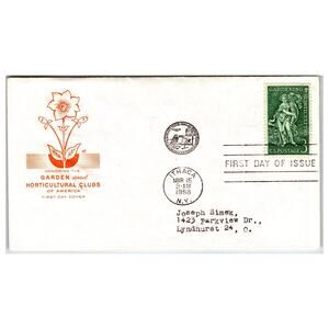 Scott #1126 1958 Gardening Horticulture Clubs First Day Cover FDC Unaddressed